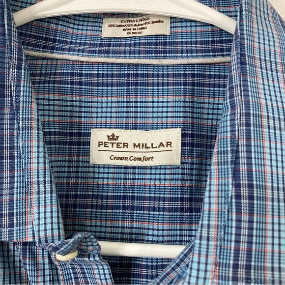 Peter Millar Blue Plaid Crown Comfort Long Sleeve Button Down XL - Picture 2 of 8